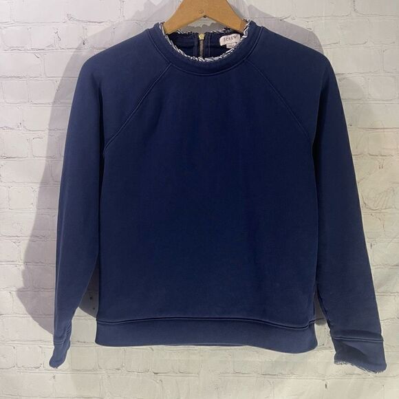 J Crew Womens Sweater Small Blue Long Sleeve Back Zip Round Neck Pullover - Picture 1 of 6
